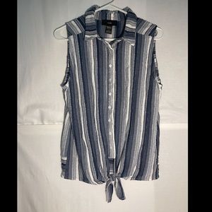 RAIN Striped Button-Down Shirt with a Front Tie